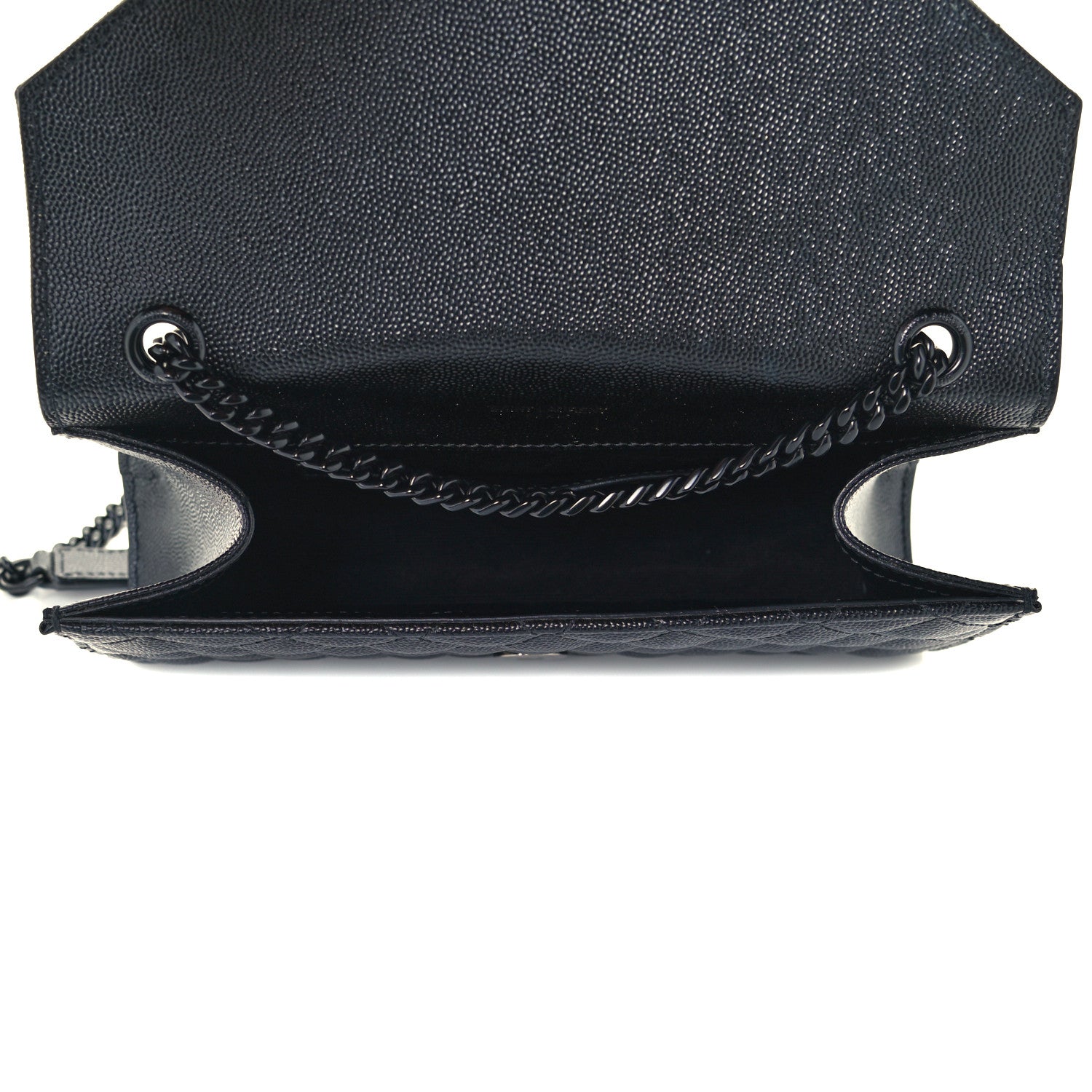 Saint Laurent Grain De Poudre Textured Mixed Matelasse Triquilt Small Monogram Satchel Black 4 of 10