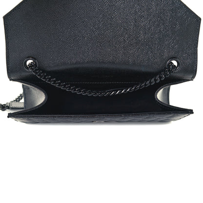 Saint Laurent Grain De Poudre Textured Mixed Matelasse Triquilt Small Monogram Satchel Black 4 of 10