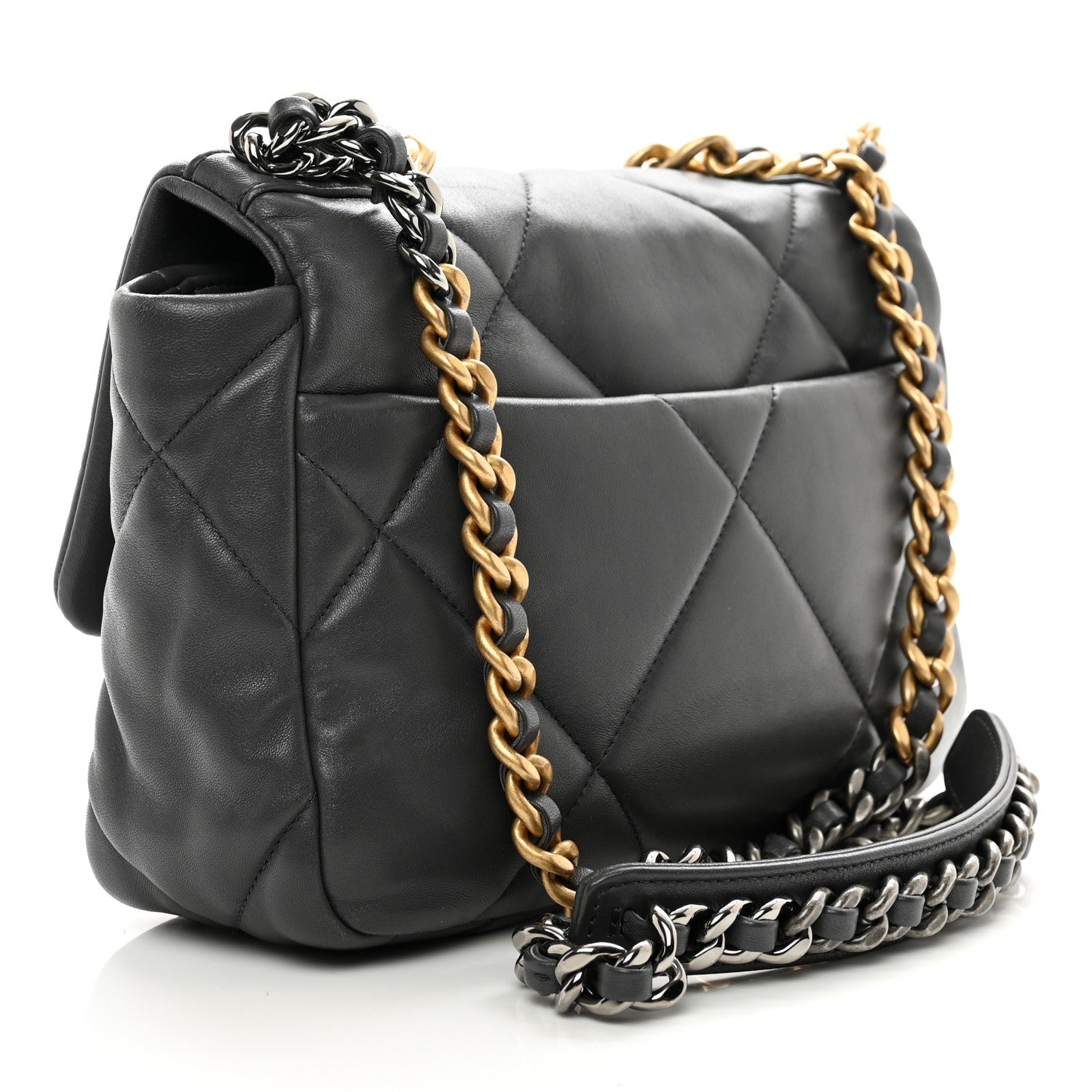 Chanel Lambskin Quilted Medium Chanel 19 Flap Dark Grey 3 of 10