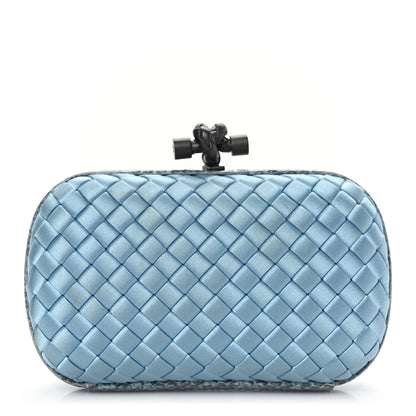 Bottega Veneta Satin Intreccio Impero Ayers Knot Clutch Ciel 1 of 10