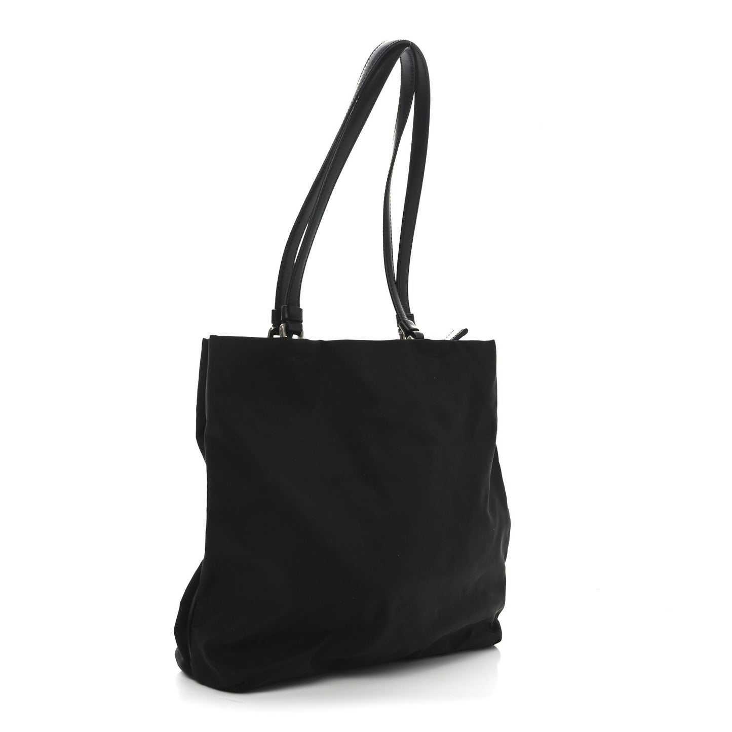 Tessuto Nylon Calfskin Shopping Tote Black