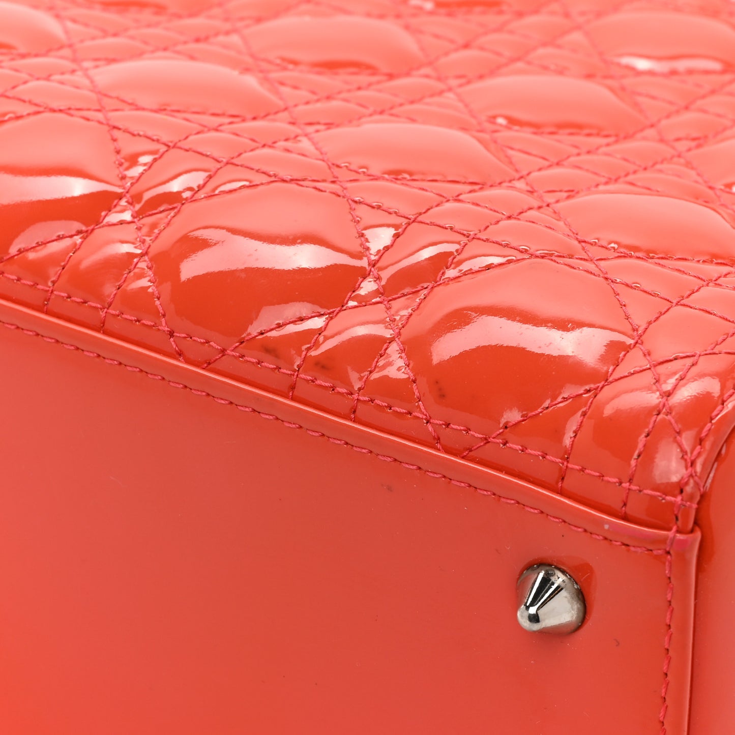 Patent Cannage Medium Lady Dior Orange