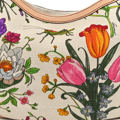 Gucci Canvas Floral Flora Bamboo Ring Hobo White 8 of 10