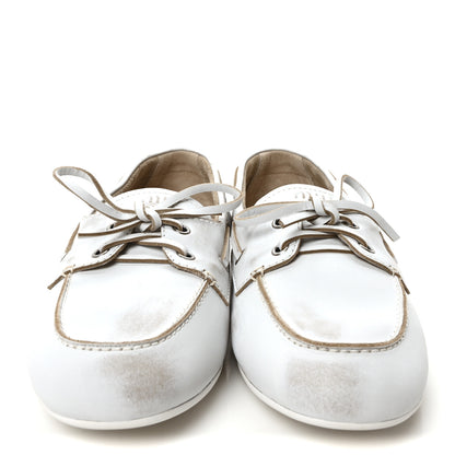 Miu Miu Vitello Deco Boat Loafers 39.5 White 3 of 9