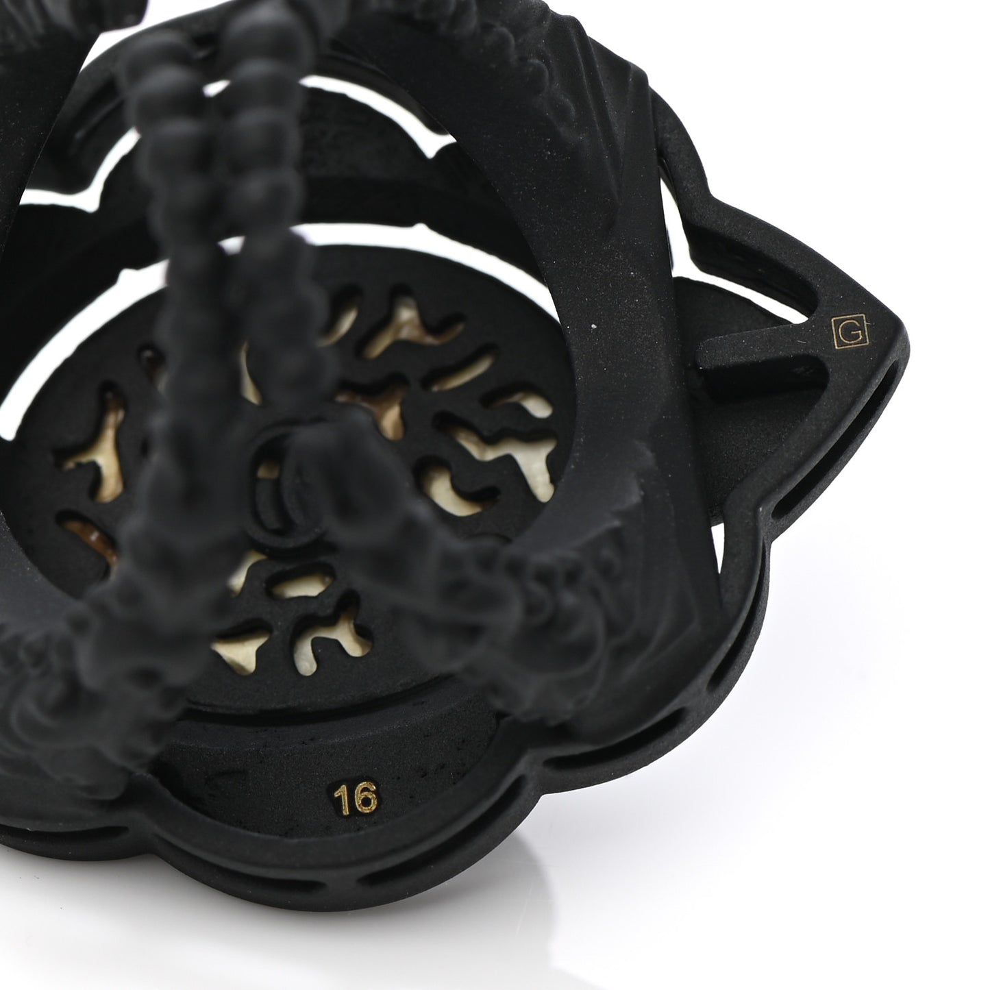 Metal Crystal Velvet Ring 16 Black