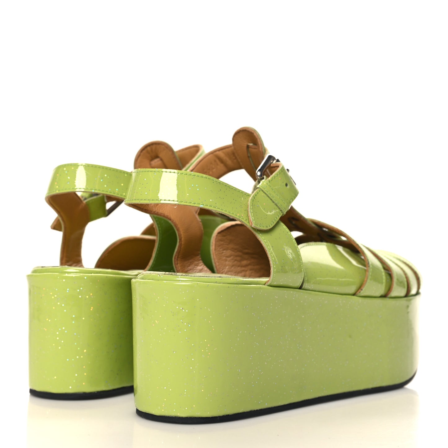 Glitter Rubber Wedge Sandals 39 Aniseed Green