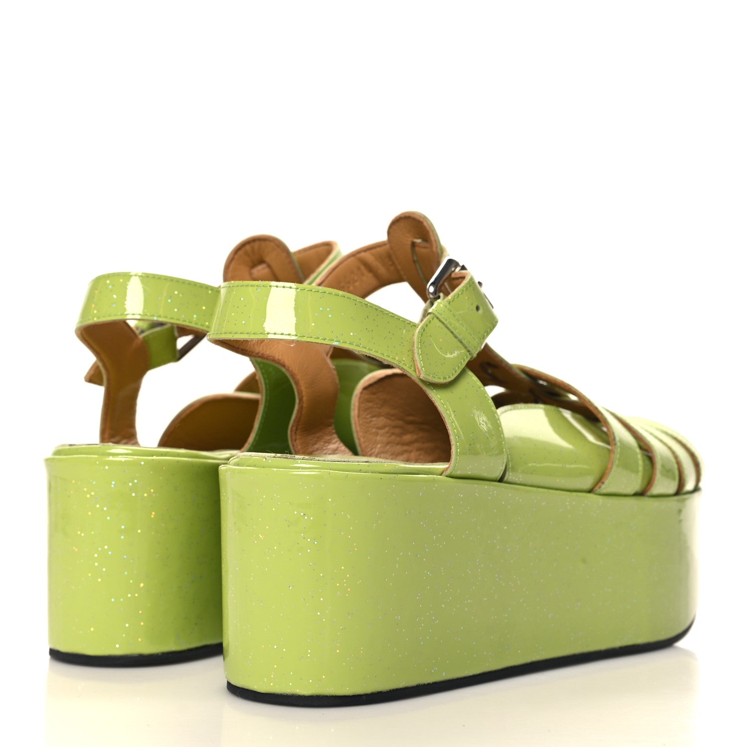 Loewe Glitter Rubber Wedge Sandals 39 Aniseed Green 5 of 9