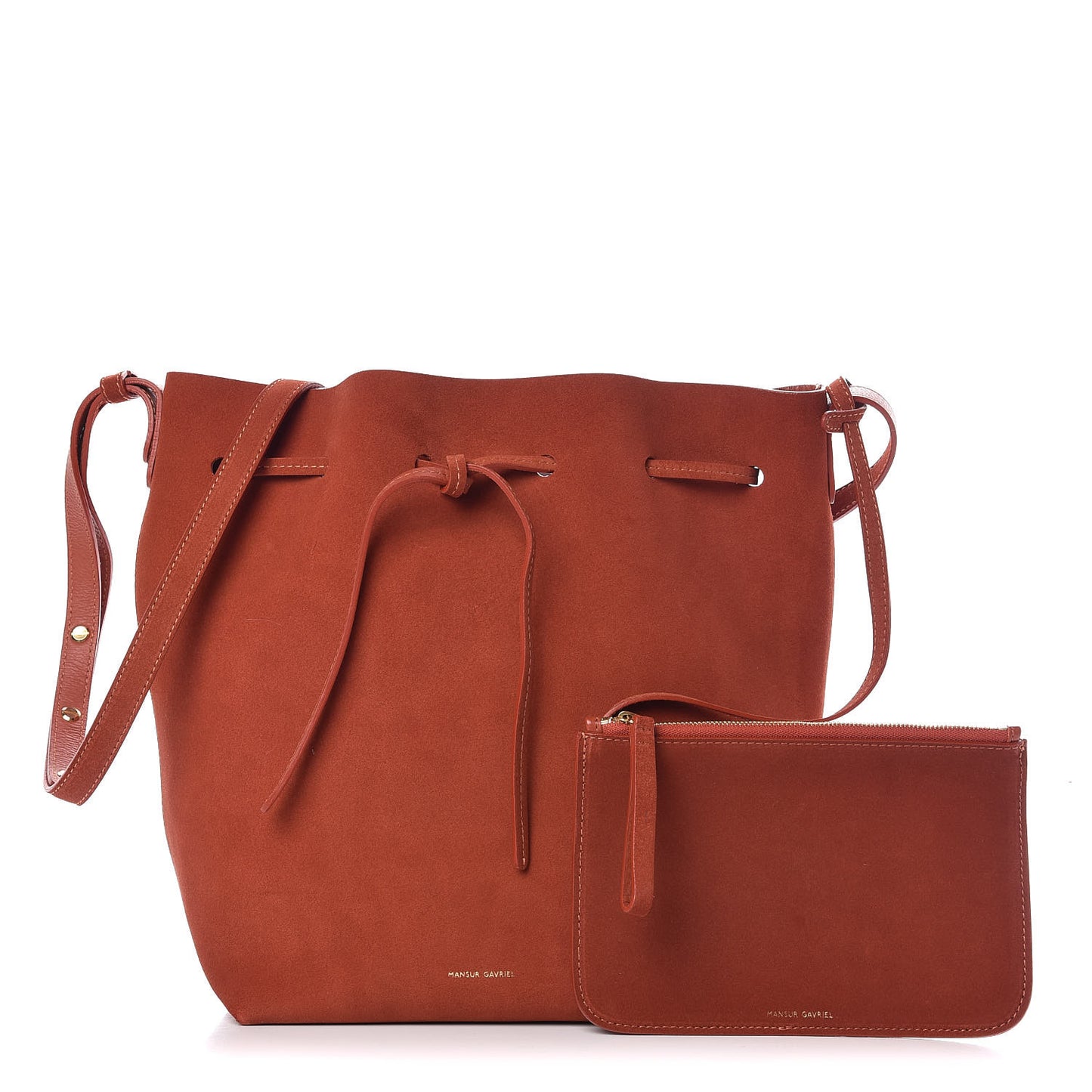 Suede Bucket Bag Brick