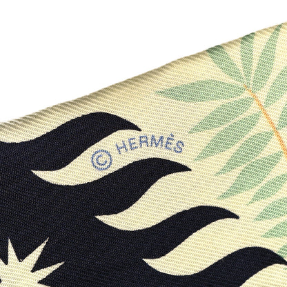 Hermes Silk Sous Le Charme D Orphee Twilly Bleu Black Jaune Soufre 4 of 4