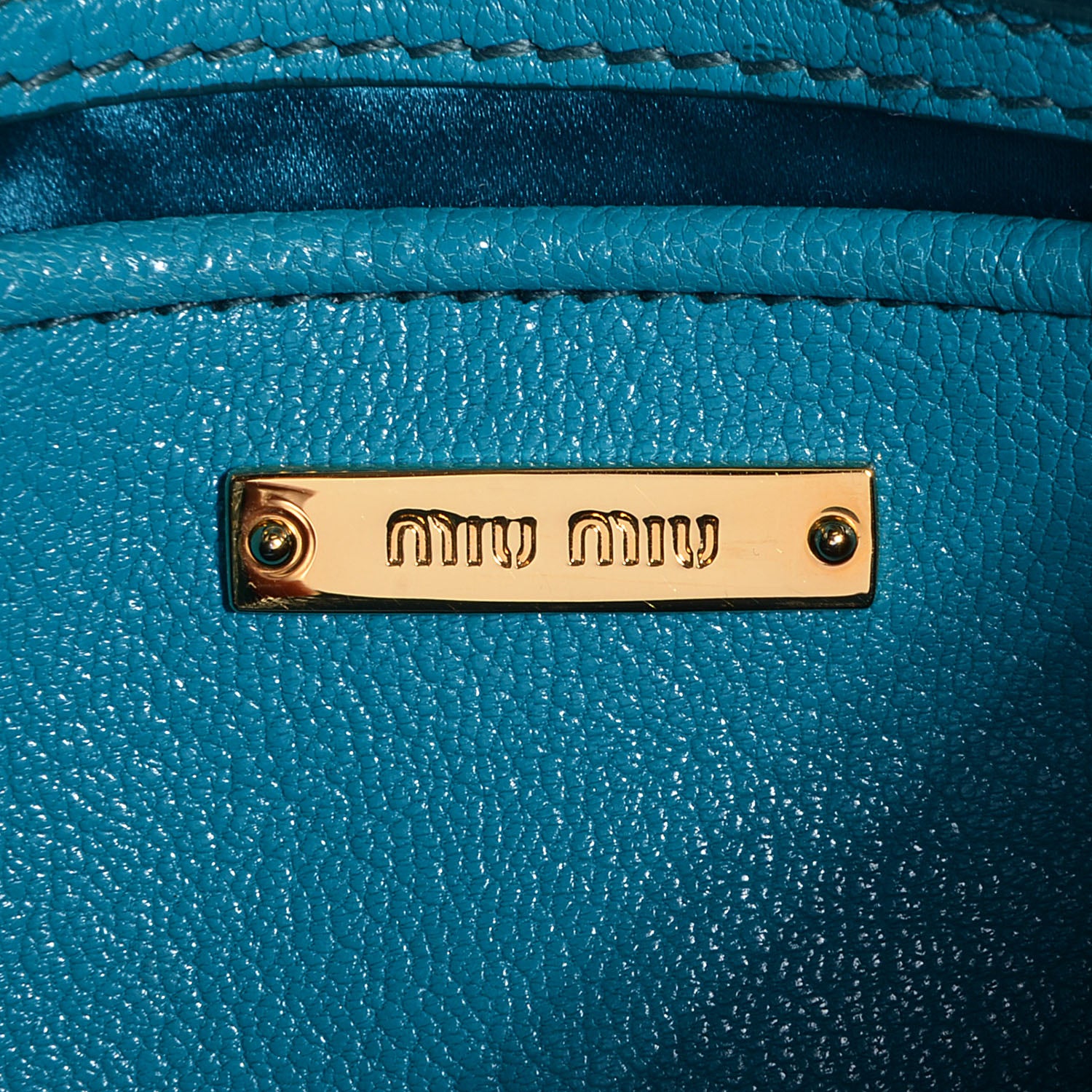 Miu Miu Grained Goatskin Madras Mini Crossbody Bag Turchese 8 of 12
