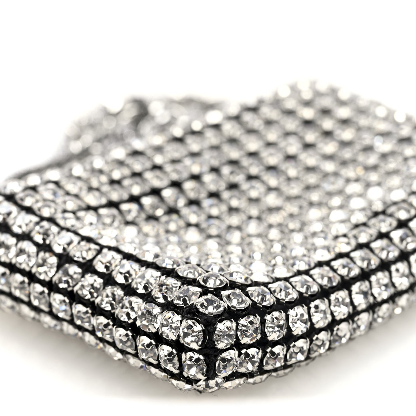 Mesh Crystal Rhinestone Nano Heiress Shoulder Bag Black Silver