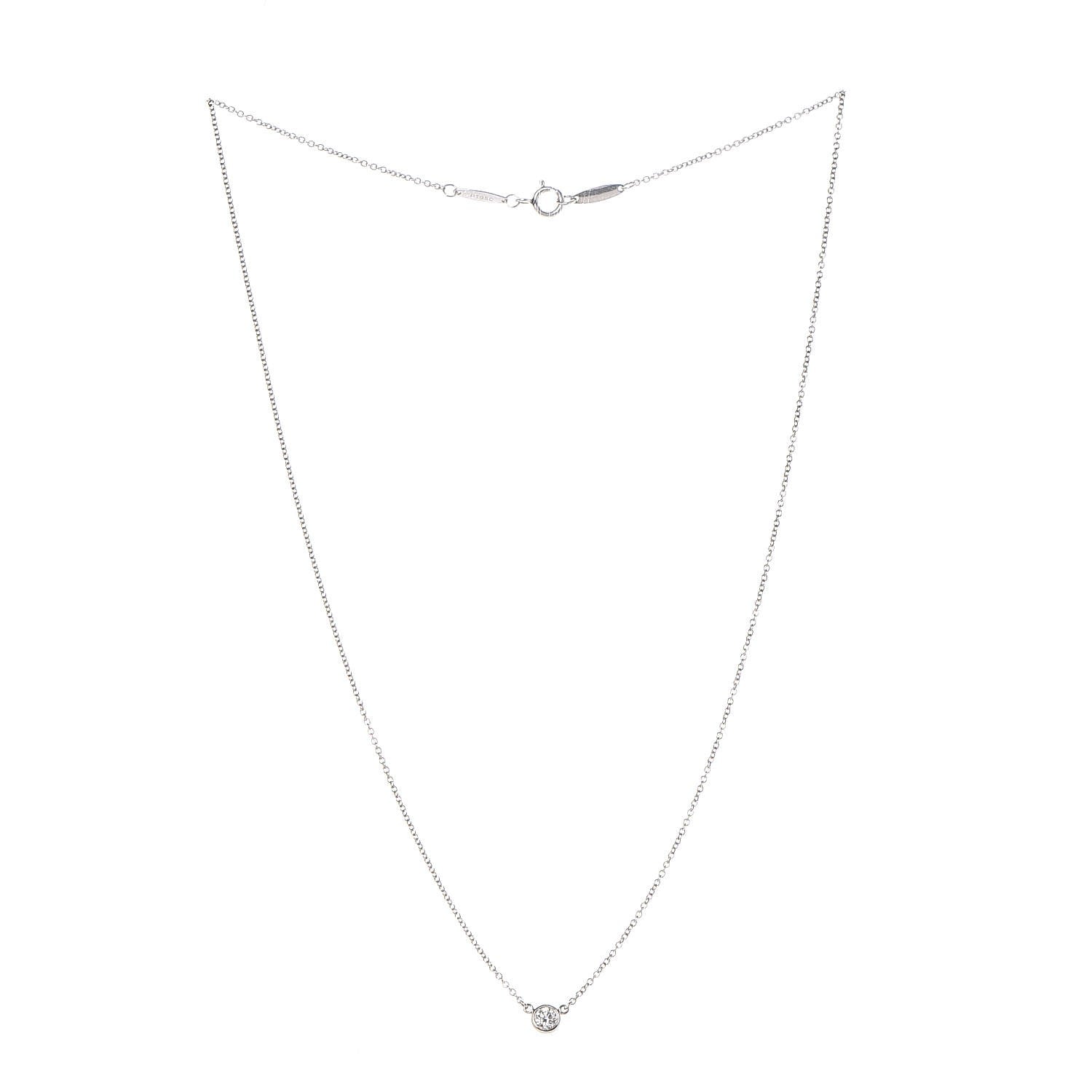 Tiffany Platinum Diamond .08ct Elsa Peretti Diamonds by the Yard Pendant Necklace 3 of 7