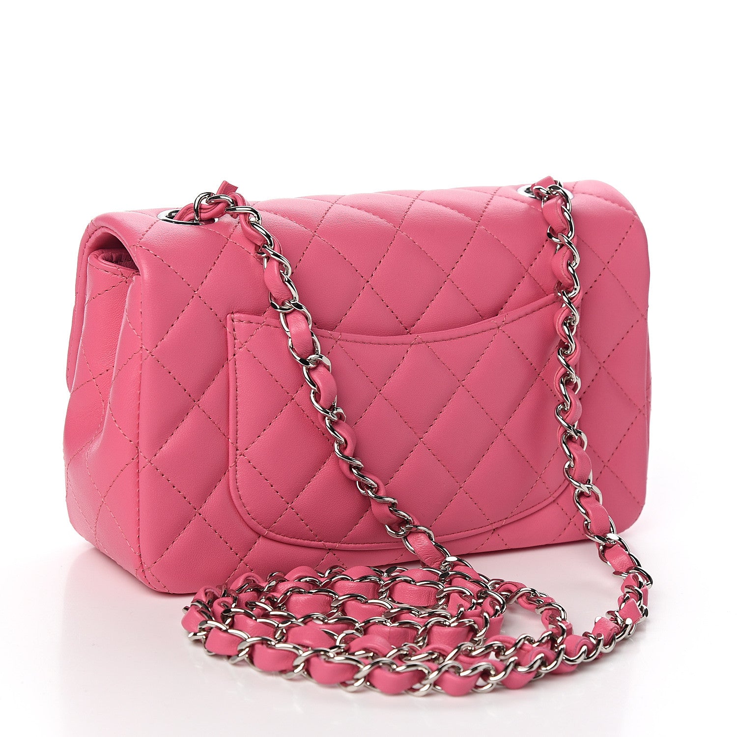 Chanel Lambskin Quilted Mini Rectangular Flap Pink 2 of 10
