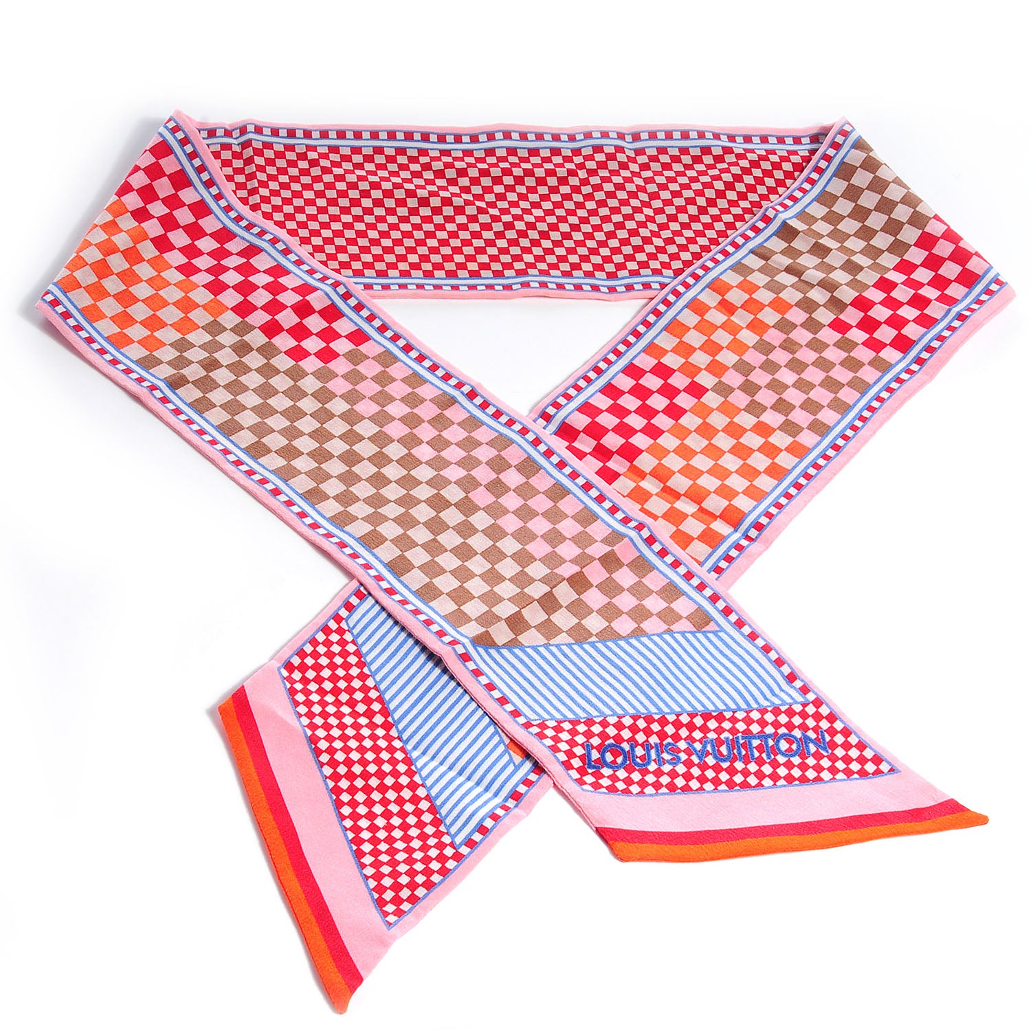 Louis Vuitton Silk Damier Aquarelle Bandeau Piment 1 of 5