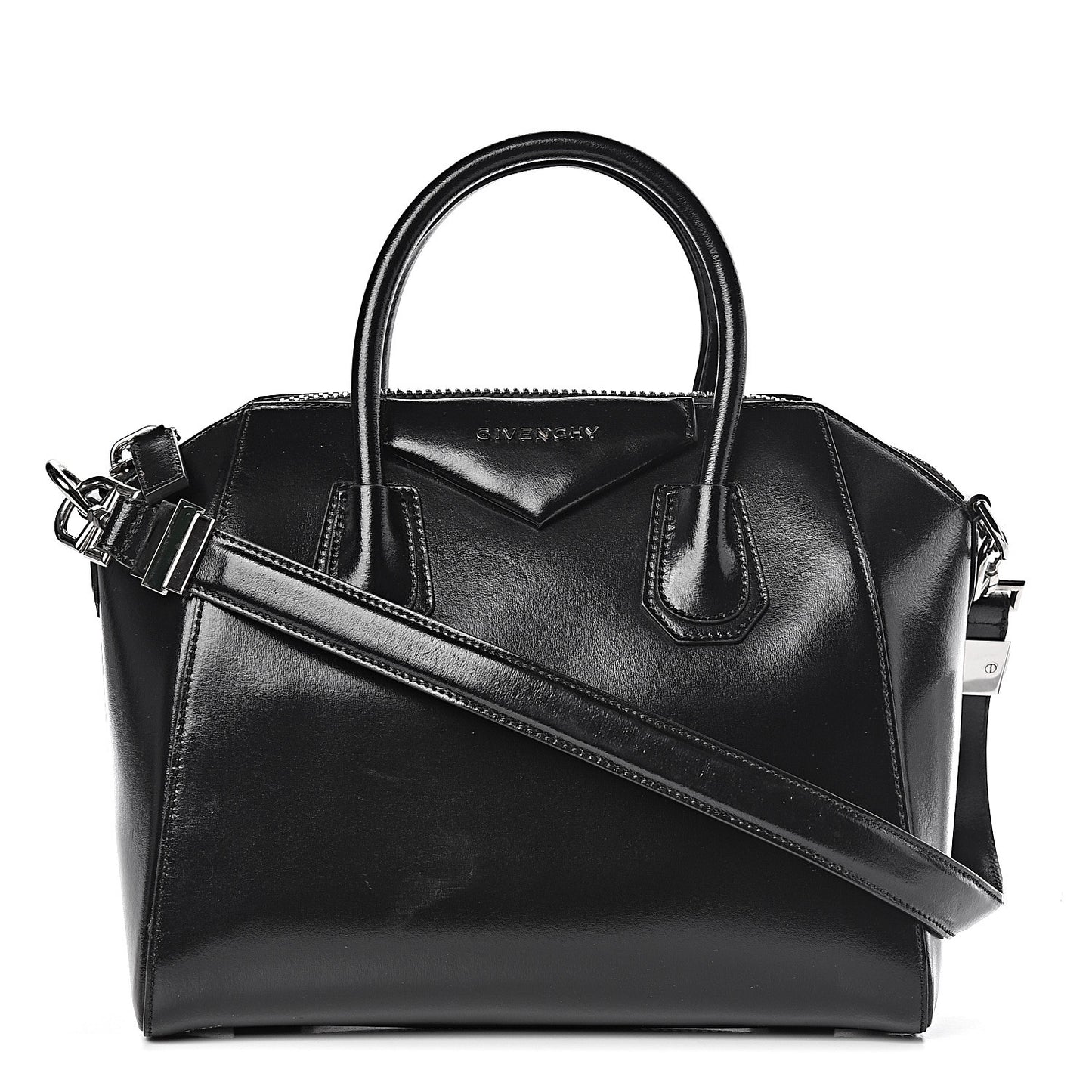 Shiny Lord Calfskin Small Antigona Black