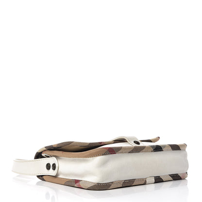 Burberry Calfskin Check Trim Shoulder Bag White 4 of 9