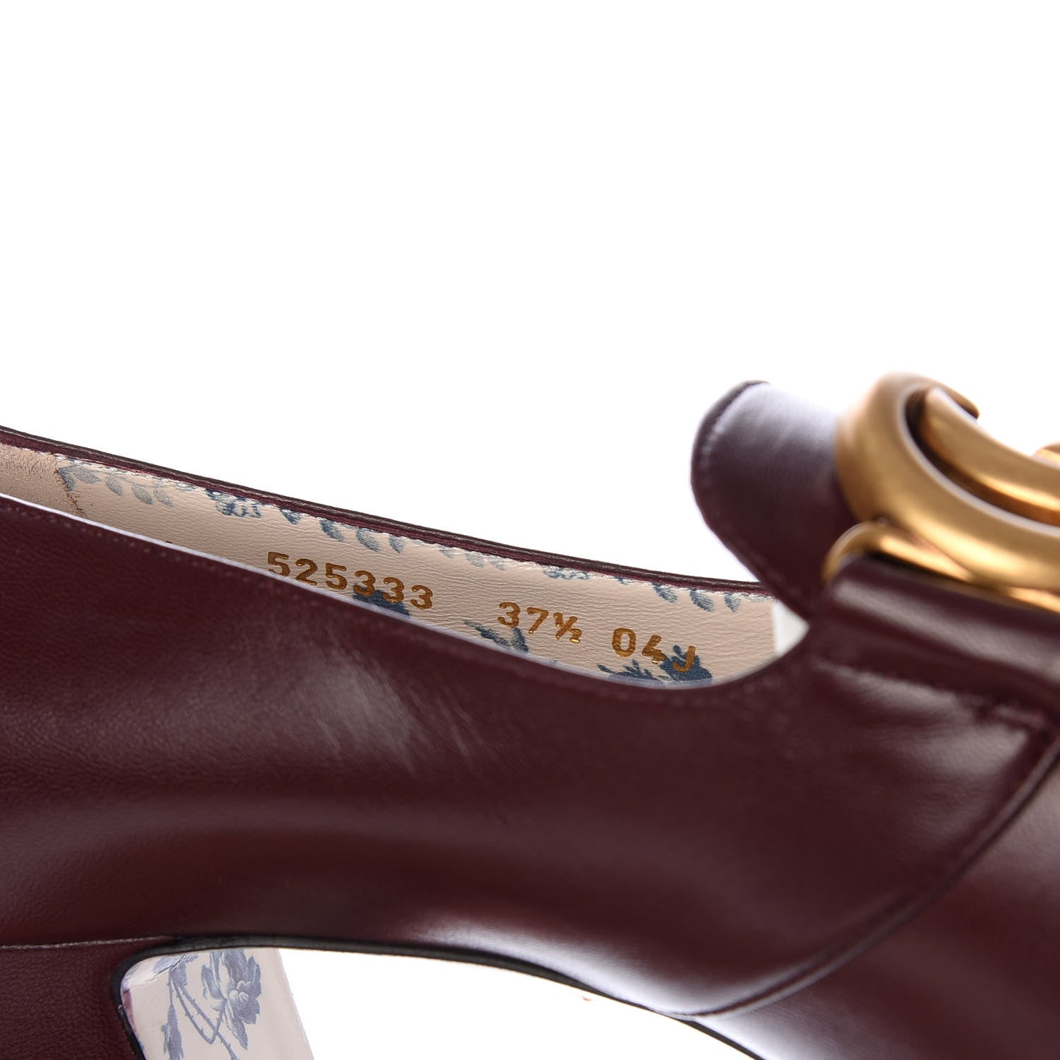 Gucci Malaga Kid GG Victoire 55mm Loafer Pumps 37.5 Vintage Bordeaux 9 of 10