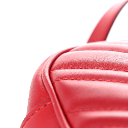 Gucci Calfskin Matelasse Small GG Marmont Chain Shoulder Bag Hibiscus Red 9 of 13