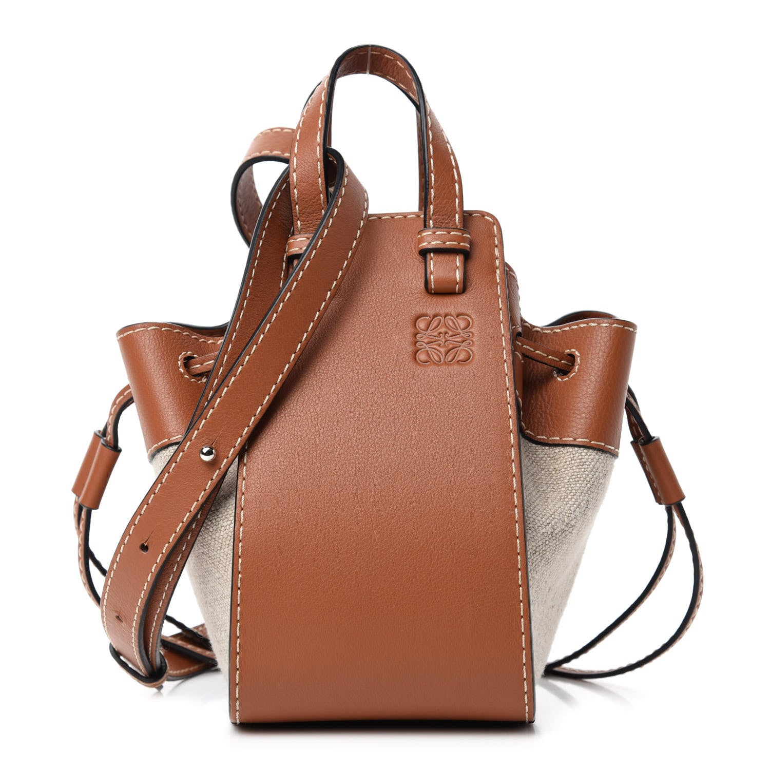Loewe Calfskin Canvas Mini Hammock Shoulder Bag Natural Tan 1 of 12