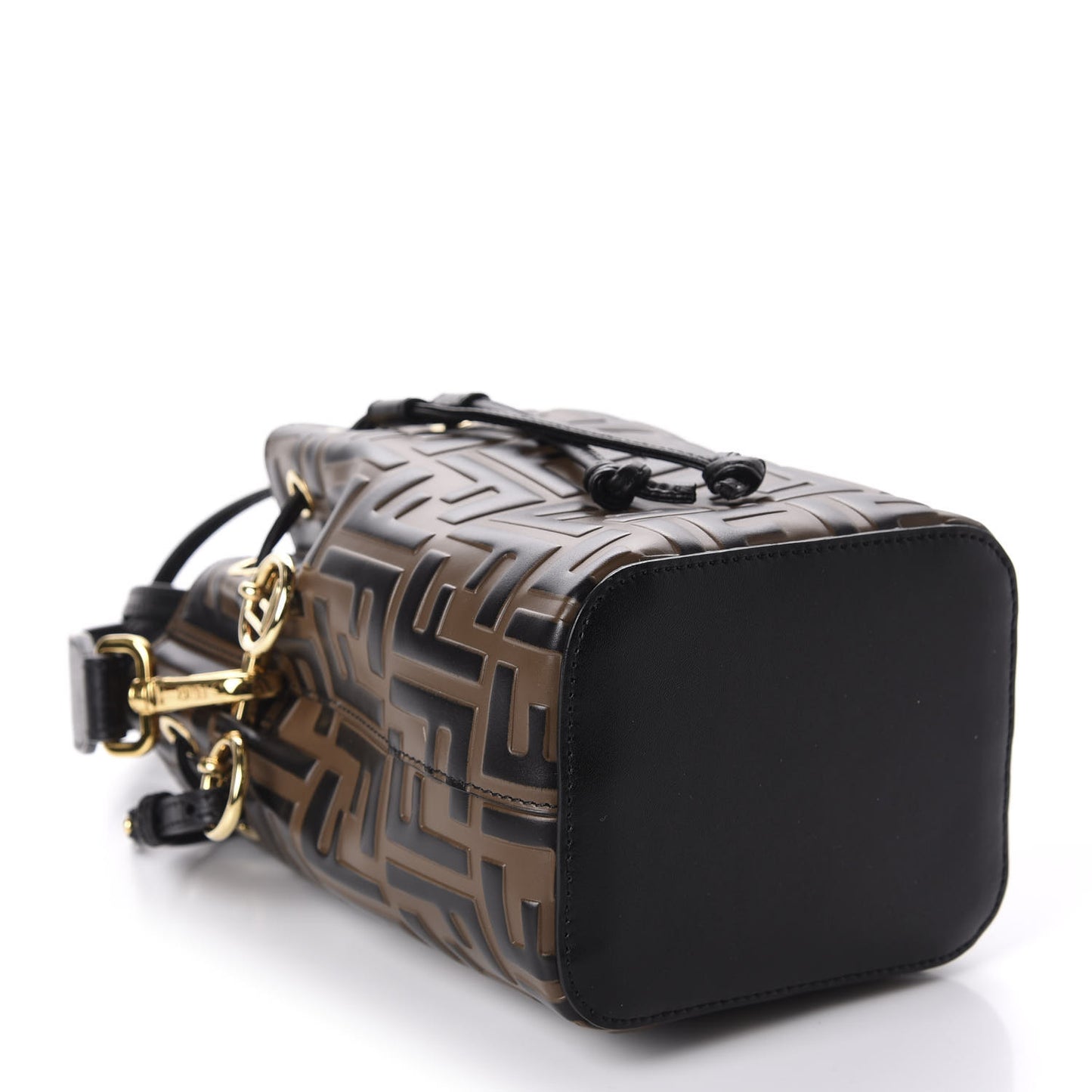 Vitello Liberty F is Fendi Bi-Color FF 1974 Embossed Mini Mon Tresor Bucket Bag Maya Black
