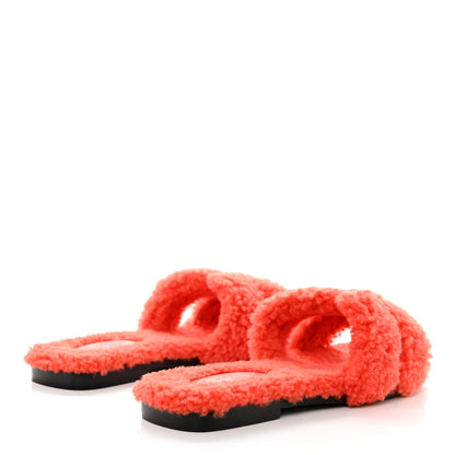 Hermes Woolskin Oran Sandals 37.5 Orange 4 of 8