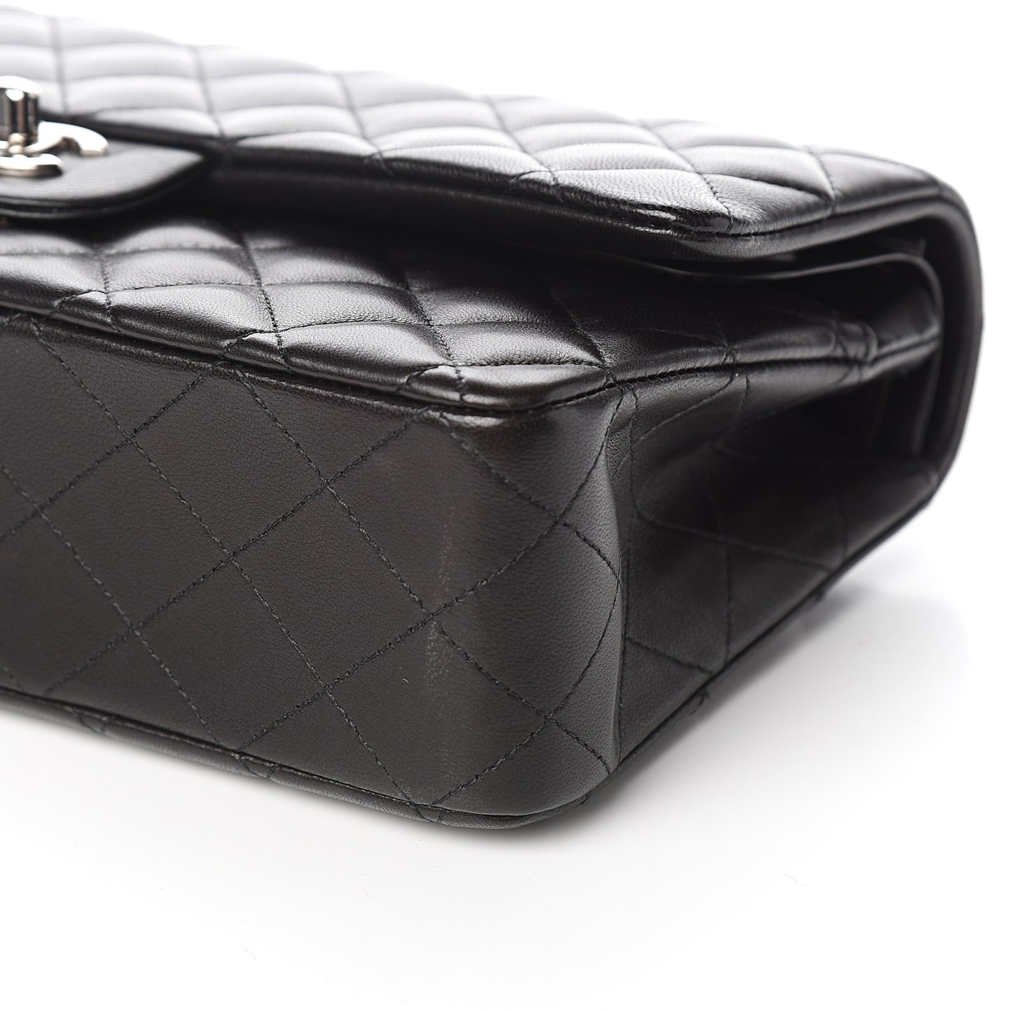 Lambskin Quilted Medium Double Flap Black