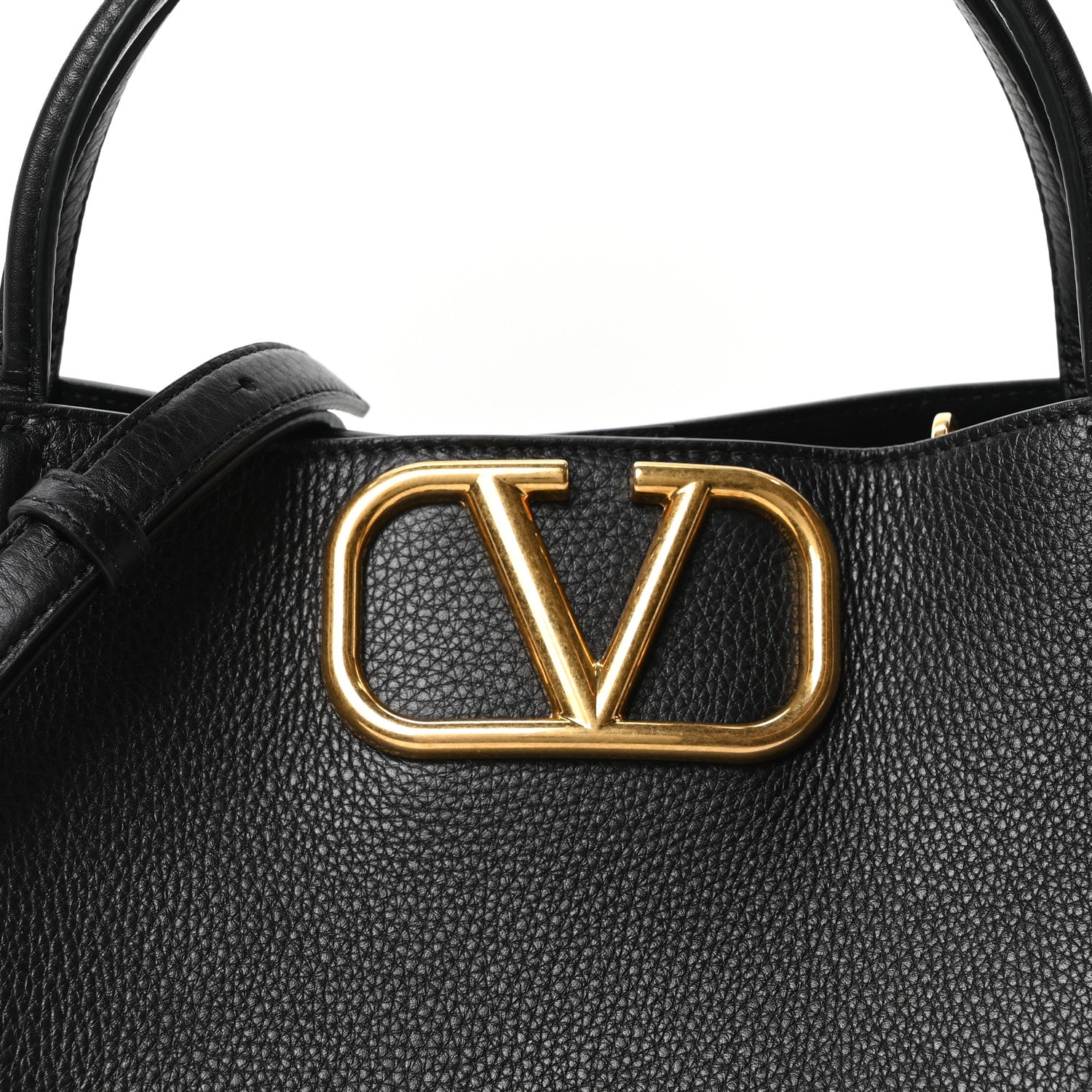 Valentino Garavani Soft Grainy Calfskin Alltime Medium Handbag Black 7 of 9