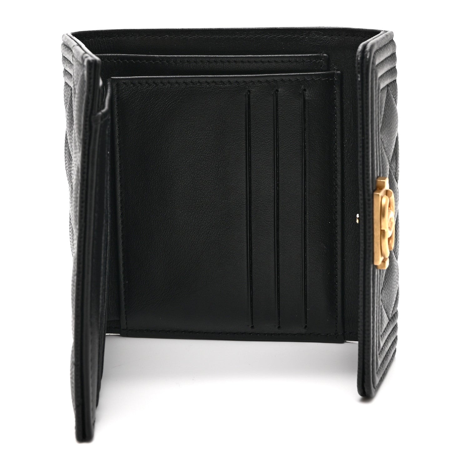 Chanel Caviar Quilted Compact Boy Wallet Black 5 of 11