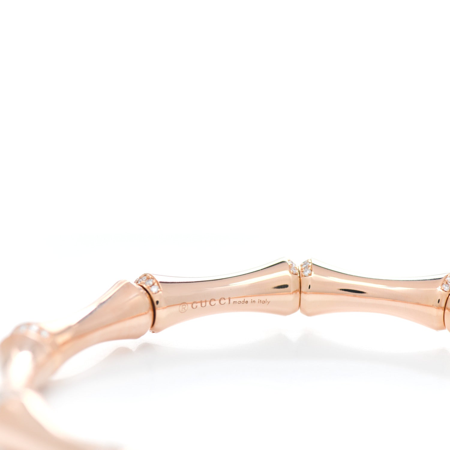 Gucci 18K Rose Gold Diamond Medium Bamboo Spring Bracelet 3 of 3