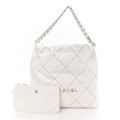 Chanel Shiny Calfskin Quilted Chanel 22 White Black 3 of 11