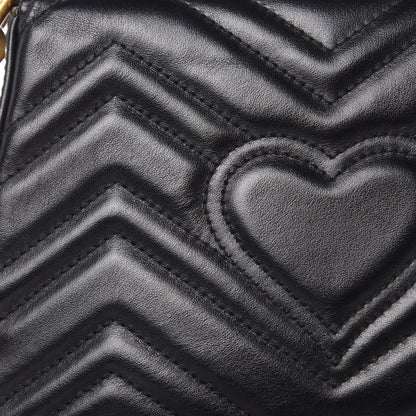 Gucci Calfskin Matelasse Mini GG Marmont Top Handle Shoulder Bag Black 13 of 16