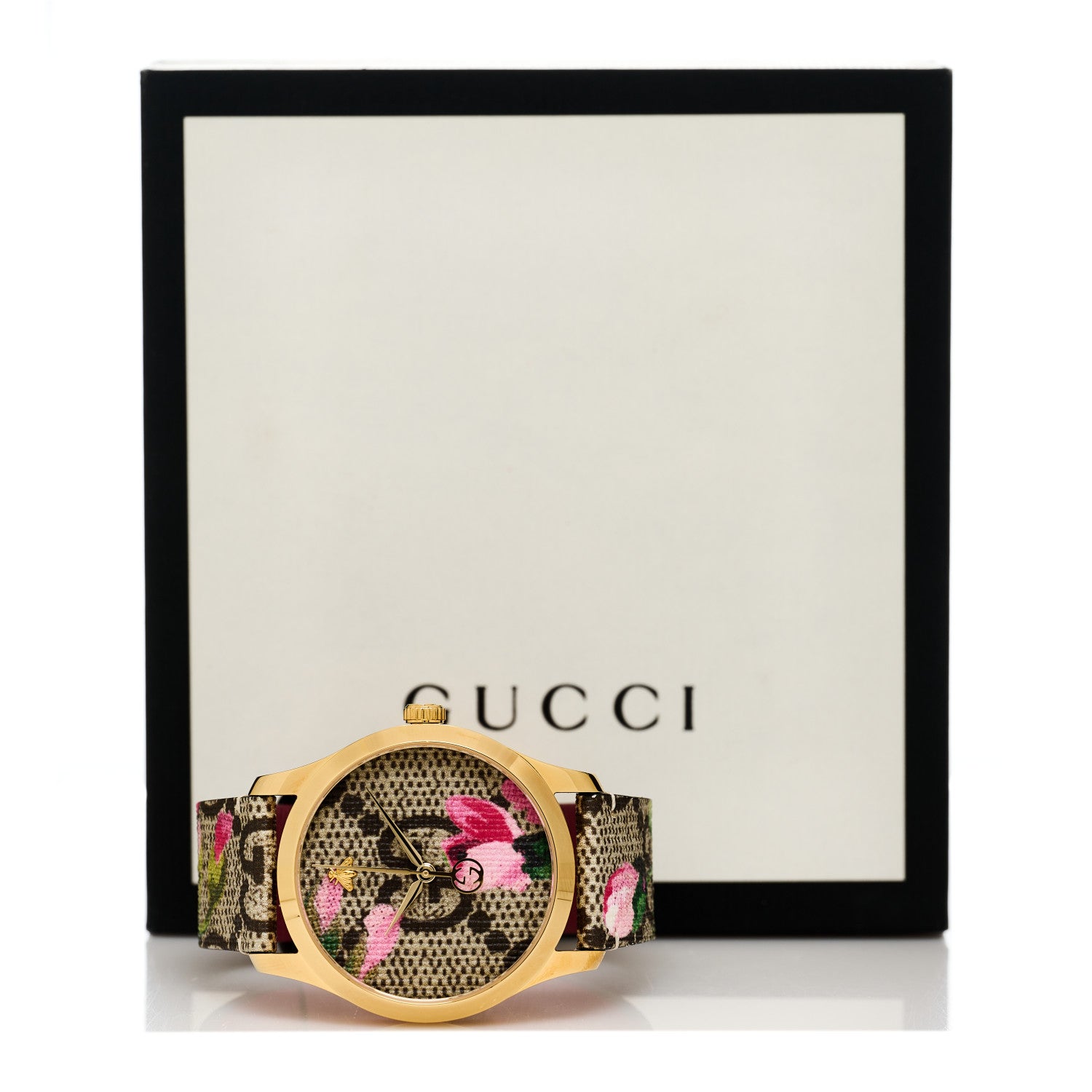 Gucci Stainless Steel Canvas 38mm G-Timeless Supreme GG Blooms Quartz Watch Brown 5 of 5