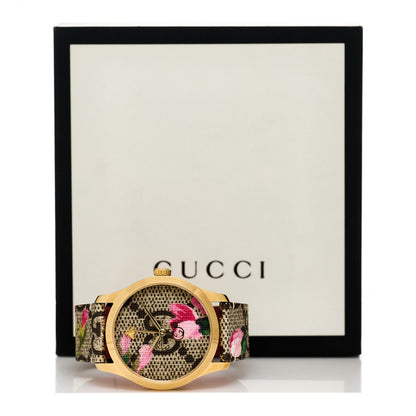 Gucci Stainless Steel Canvas 38mm G-Timeless Supreme GG Blooms Quartz Watch Brown 5 of 5