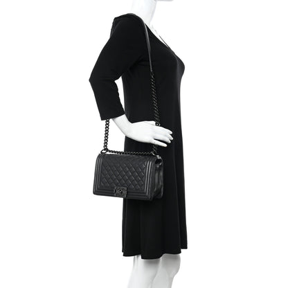 Chanel Calfskin Quilted Medium Boy Flap So Black 2 of 14