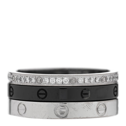 Cartier 18K White Gold Diamond Ceramic LOVE Ring Set 52 6 1 of 7