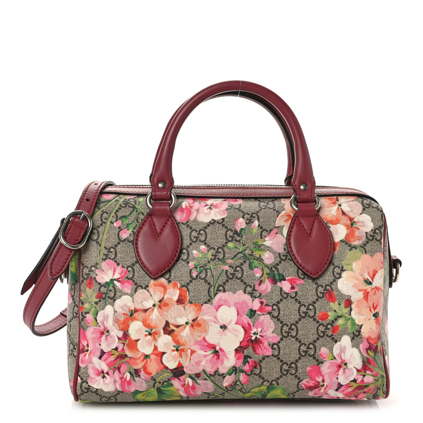 GG Supreme Monogram Blooms Small Boston Beige Multicolor Dry Rose