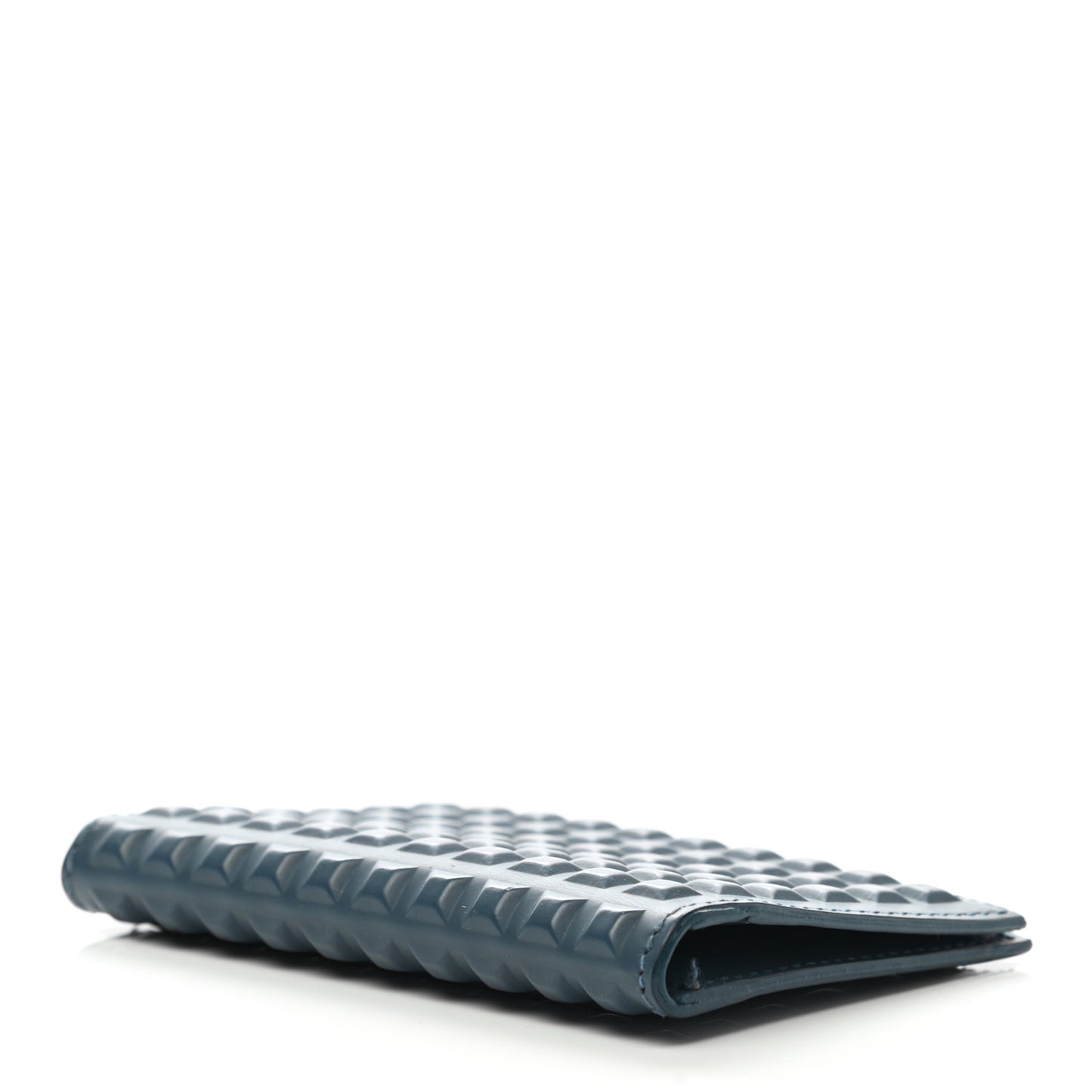 Calfskin Grid Embossed Passport Cover Bleu Glacier