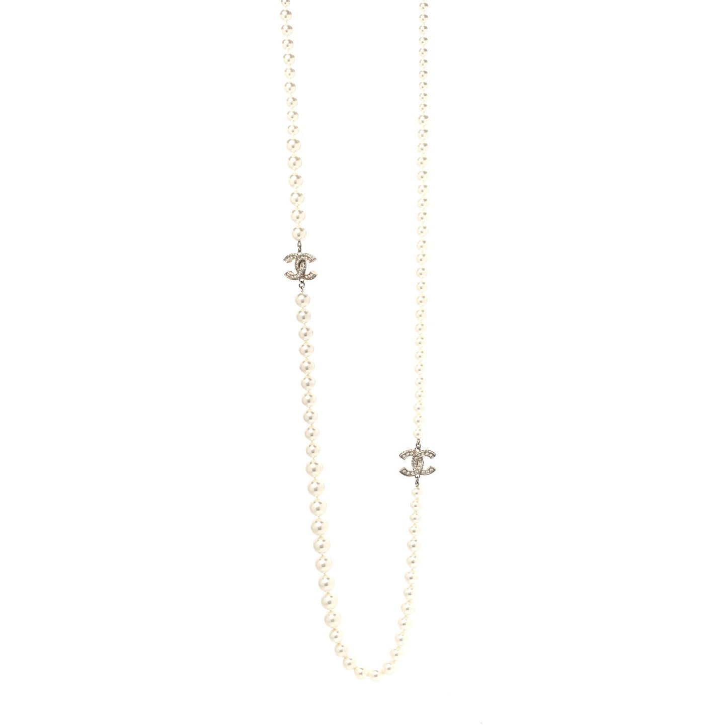Pearl CC Long Necklace Gold