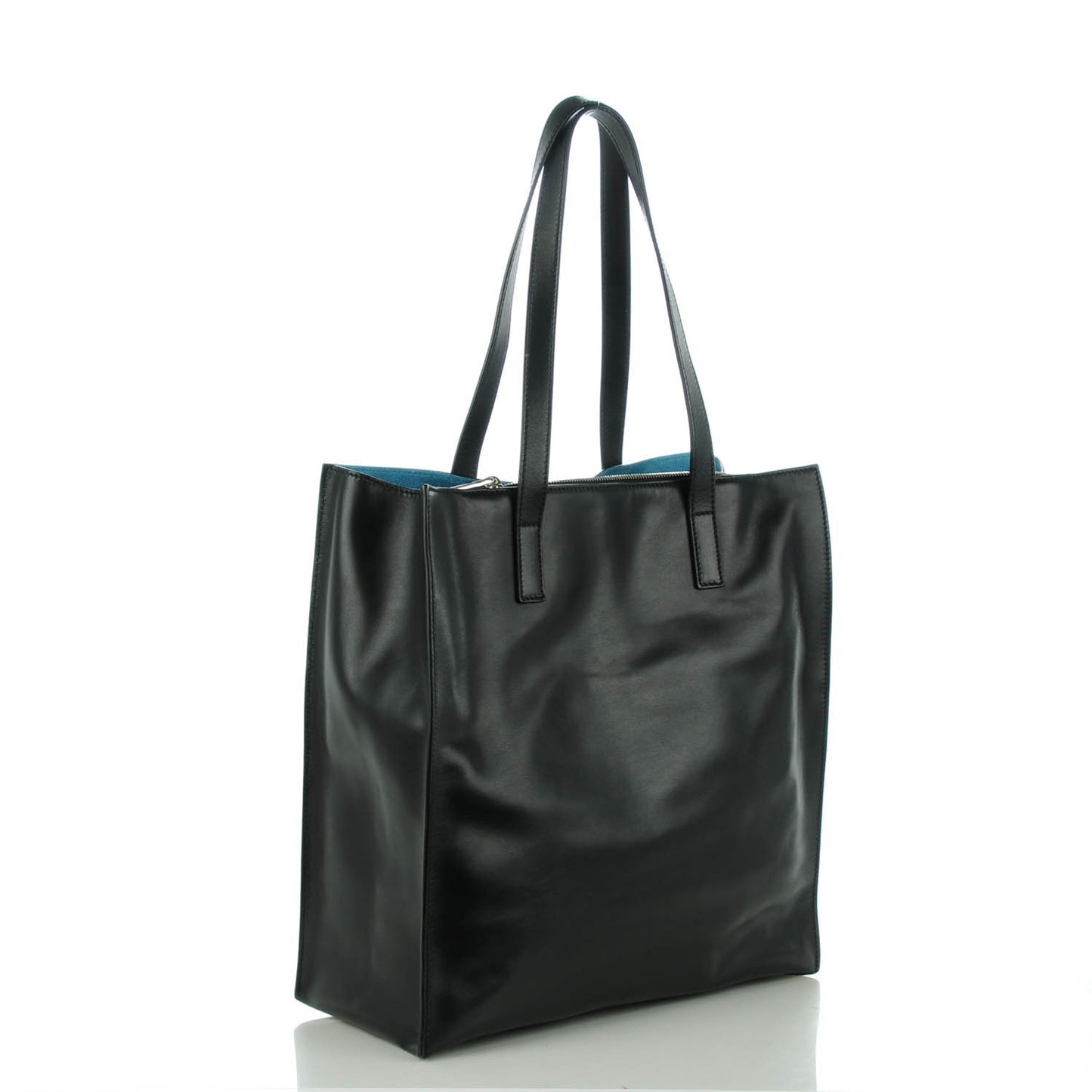 Soft Calf Shopping Tote Black Celeste