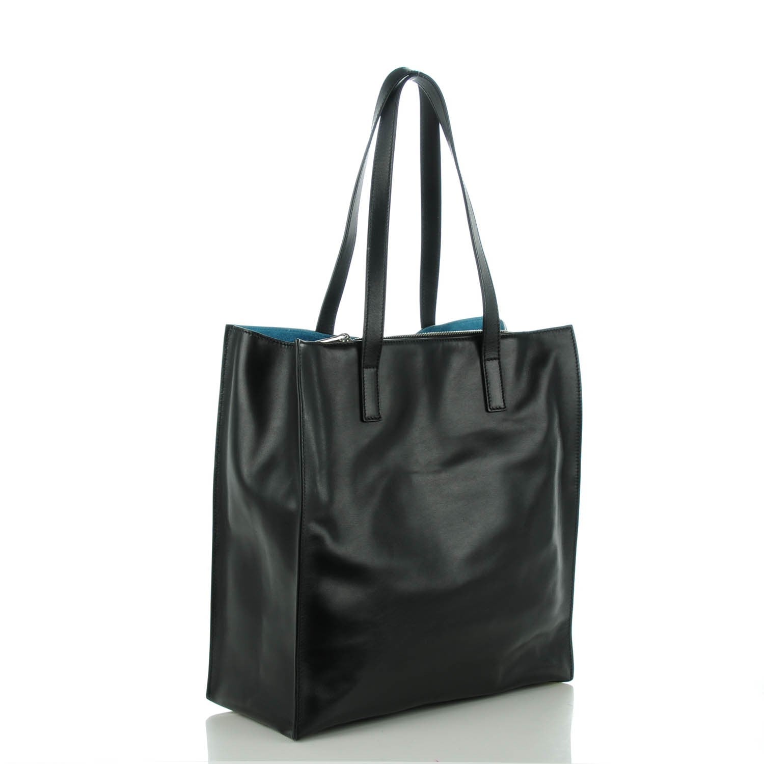 Prada Soft Calf Shopping Tote Black Celeste 3 of 9