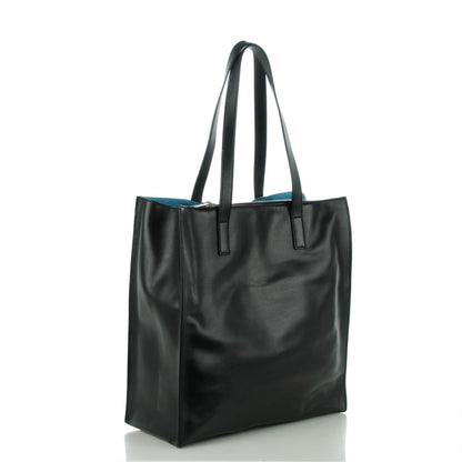 Prada Soft Calf Shopping Tote Black Celeste 3 of 9