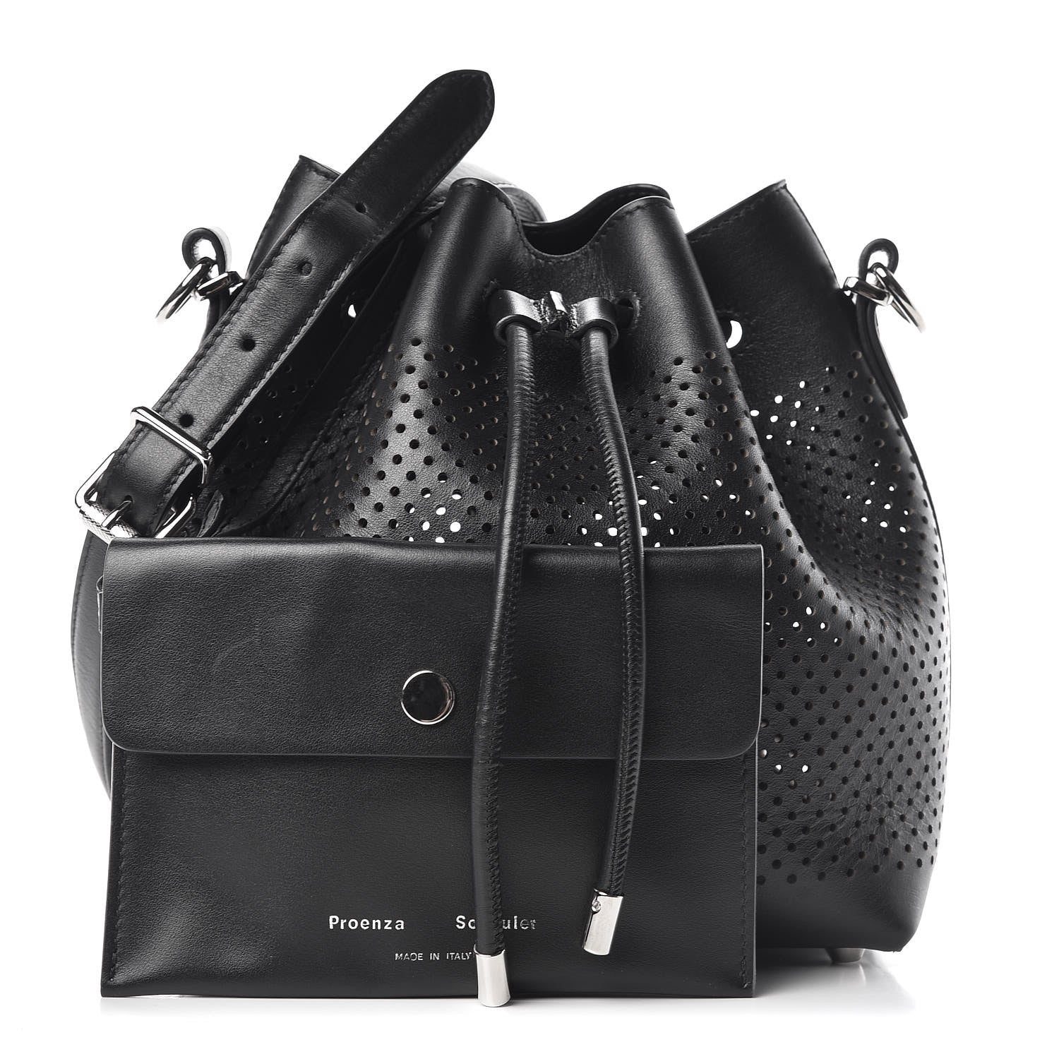 Proenza Schouler Calfskin Perforated Small Bucket Bag Black 1 of 13