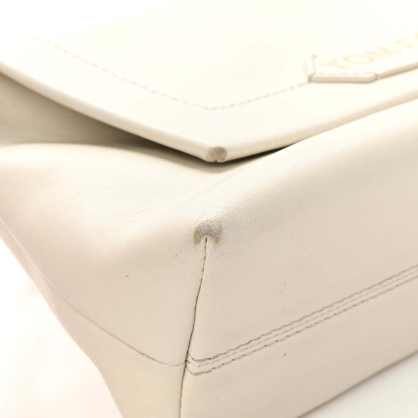 Calfskin Mini Label Shoulder Bag White