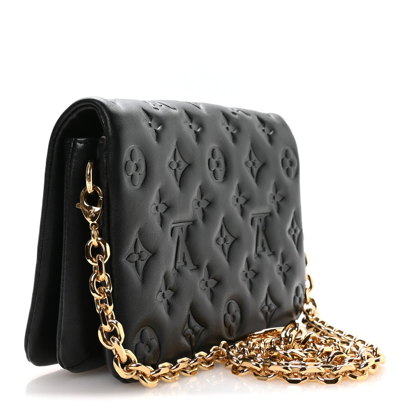 Lambskin Embossed Monogram Pochette Coussin Black