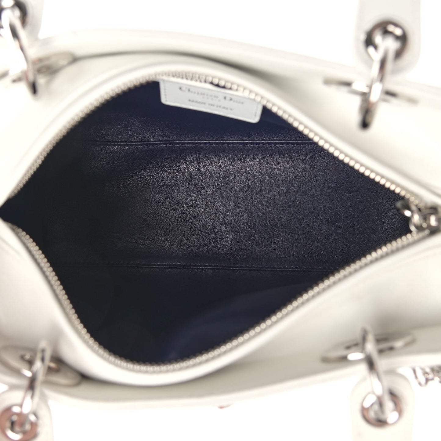 Smooth Calfskin Embellished Dragonfly Medium Lady Dior White Multicolor