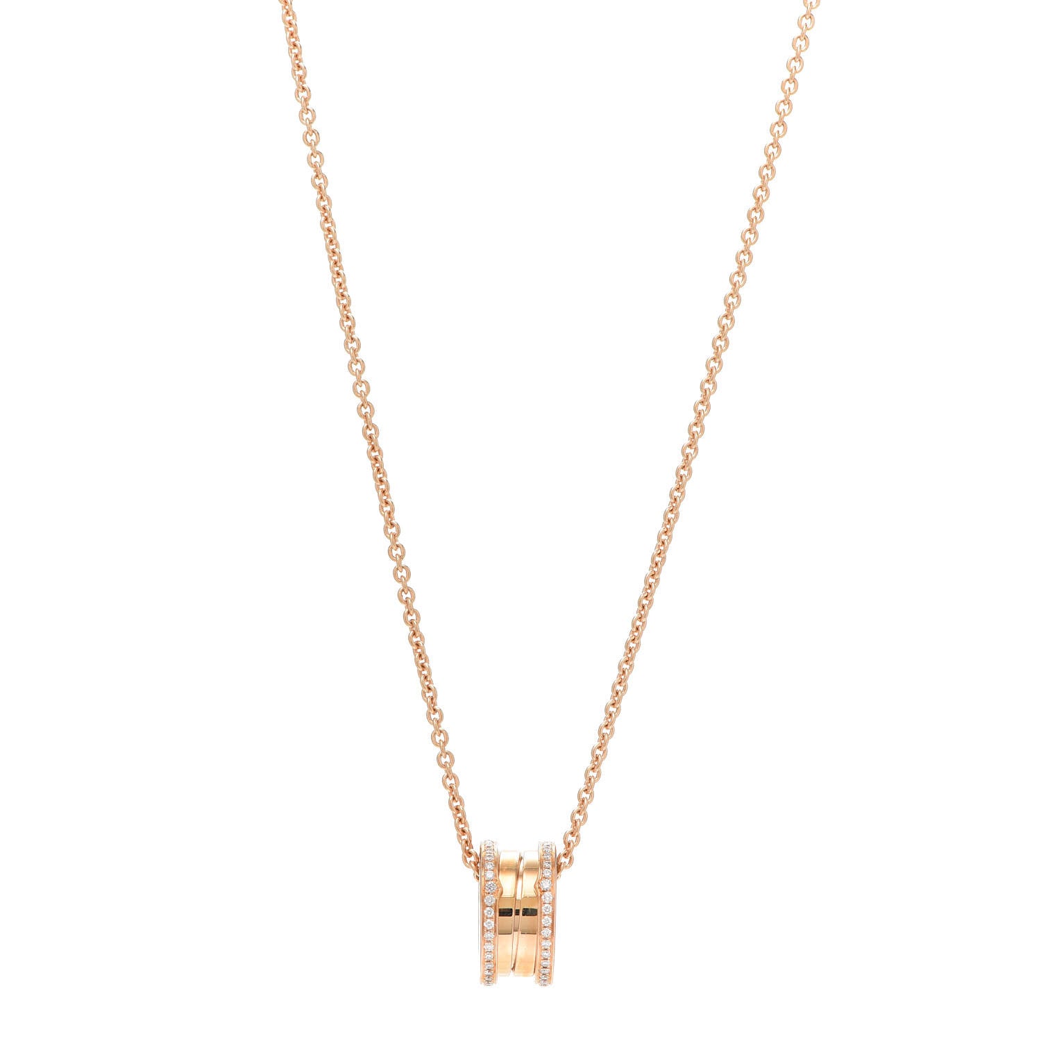 Bulgari 18K Rose Gold Diamond B.Zero1 Pendant Necklace 1 of 7