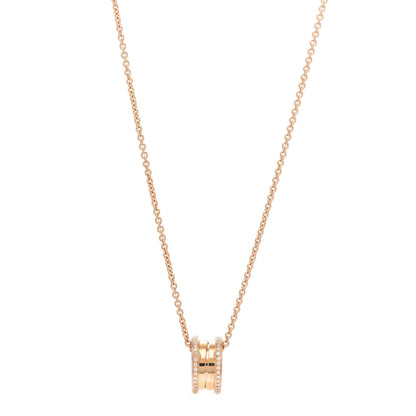Bulgari 18K Rose Gold Diamond B.Zero1 Pendant Necklace 1 of 7