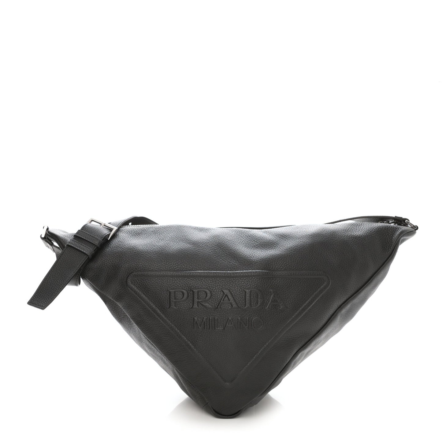 Vitello Daino Triangle Shoulder Bag Black