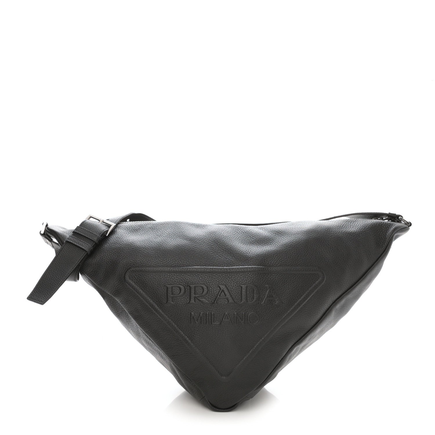 Prada Vitello Daino Triangle Shoulder Bag Black 1 of 9