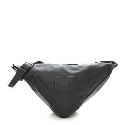 Prada Vitello Daino Triangle Shoulder Bag Black 1 of 9
